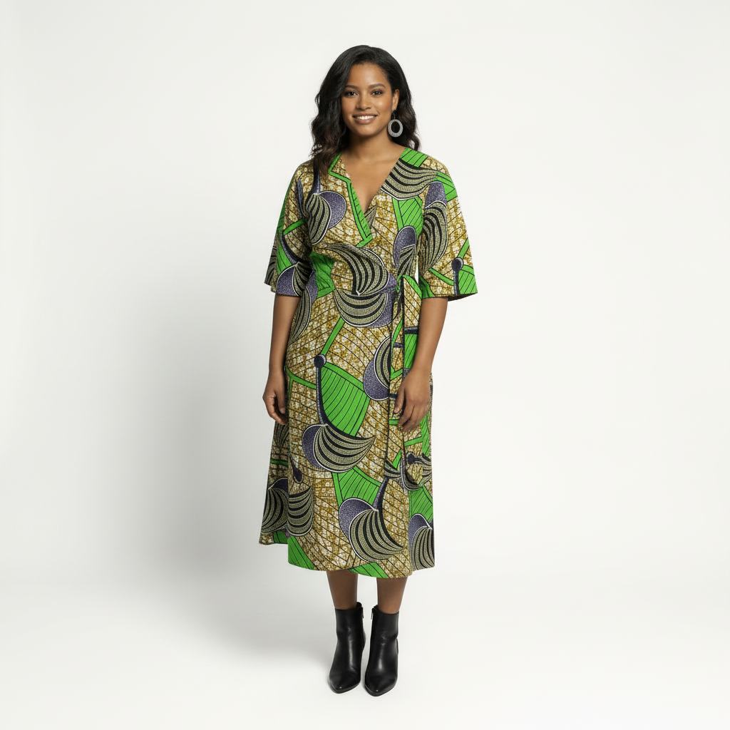Mock Wrap Tie Dress