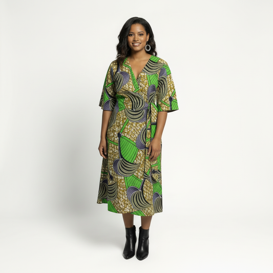 Mock Wrap Tie Dress