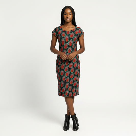 Capsleeve fully lined dress