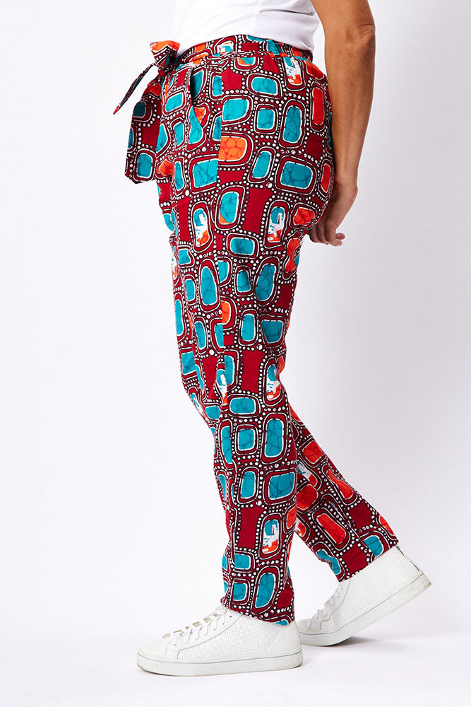 Tie belt trousers
