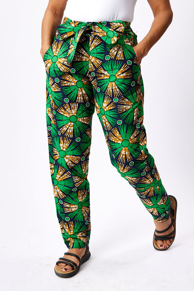 Tie belt trousers