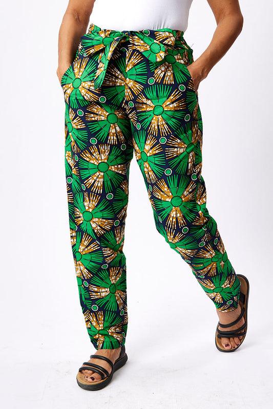 Tie belt trousers