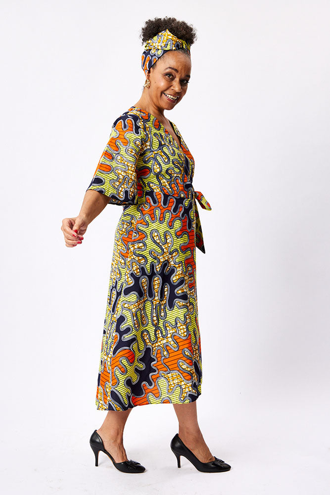 Mock Wrap Tie Dress