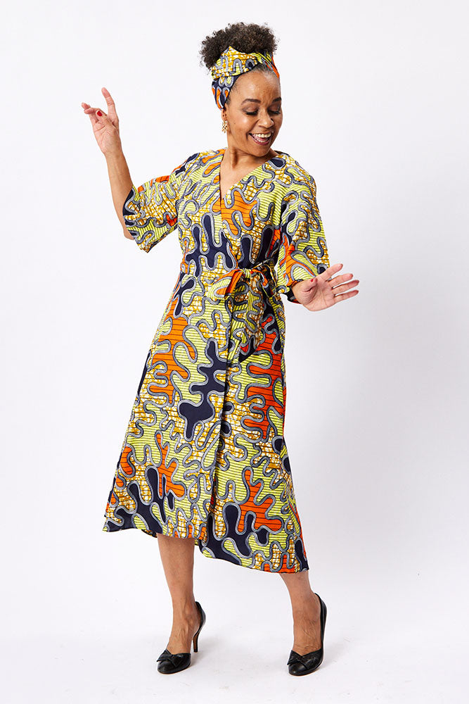 Mock Wrap Tie Dress
