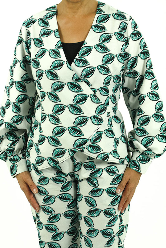 Long sleeve wrap tie blouse