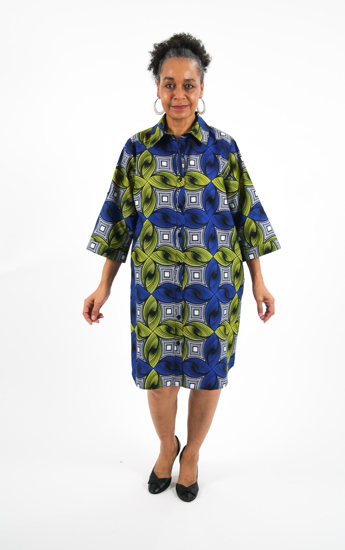 3/4 button sleeve dress